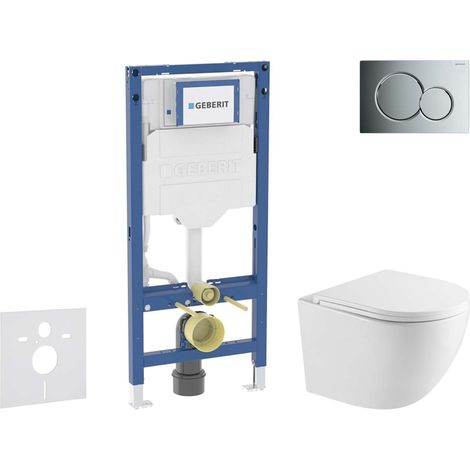 Geberit Duofix - Set Vorwandelement, Oudee-WC mit Softclose-Sitz und Sigma01-Betätigungsplatte, Chrom glänzend SANI11CA1158