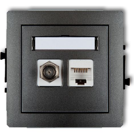 Conector de antena individual Deco tipo F (SAT) + conectores individuales para ordenador 1xRJ45 cat. 5e de 8 pines, grafito 11DGFK-1 yy