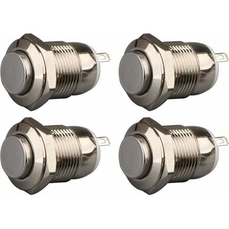 4 Stück 12 mm 3 A 12 V/24 V/125 V/250 V AC selbstverriegelnder Drucktaster, wasserdichter Edelstahl Ein/Aus-Drucktaster (Kopf nach oben) (1/5)