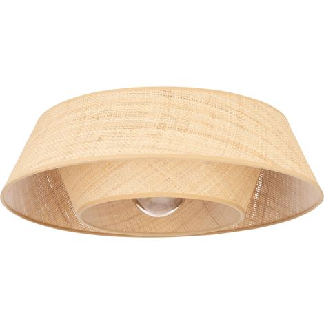 EGLO Deckenleuchte Marford, Deckenlampe Boho Japanisch, Wohnzimmerlampe Decke mit Lampenschirm aus natürlichem Bast, E27 Fassung, Ø 50 cm
