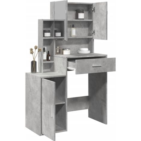 Schminktisch mit Schrank Betongrau 80x35x132 cm
