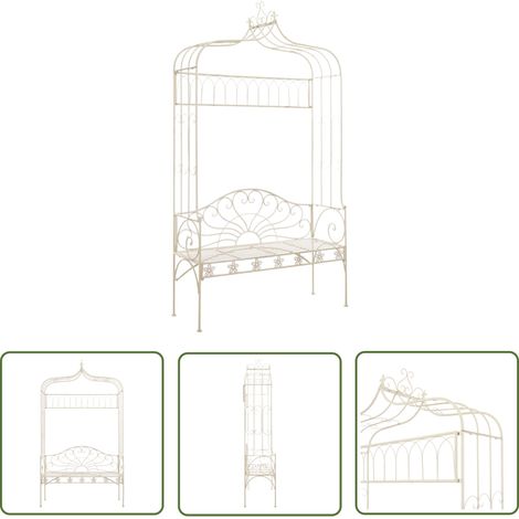 The Living Store Gartenbank 122 cm Eisen Antik Weiß - Gartenzubehör - Gartenbank - Metallbank - Außengarnitur - Balkonmöbeln (1/5)
