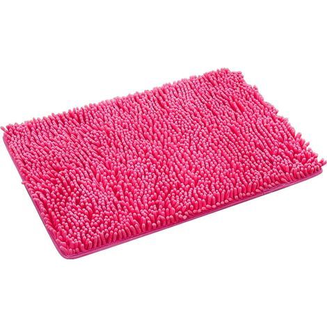 Liquidation XIUH Tapis de bain rose rouge, doux et absorbant, épais et duveteux, lavable en machine – Compatible avec les tapis de bain standards (1/5)