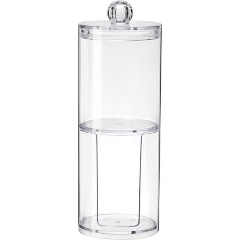 Boîte à coton-tige en plastique organisateur double couche combinaison cristal boîte à coton-tige ronde boîte à démaquiller boîte à bijoux transparente-2pcs (1/4)