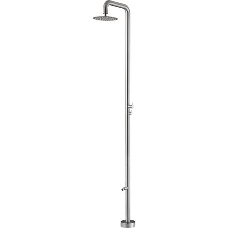 Mice - Columna de Ducha Exterior, Ideal para Jardines, Piscinas, SPA Fabricada en Acero Inoxidable S316, Monofluido, Agua Fria Color Acero Cepillado