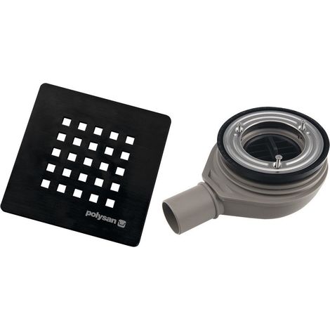 Bonde de receveur de douche TRENECA, dia. 90 mm, DN40, couvercle noir mat (1/3)