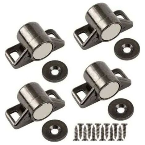 Loquet Magnétique - Alliage De Zinc - Pour Porte Coulissante Armoire Tiroir Placard Cuisine - Lot De 4 (1/4)