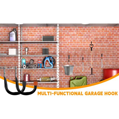 Lot de 6 Crochets en Forme de J Robustes pour Rangement de Garage, Support Velo Mural Crochet, Outils électriques Crochet Mural, Capacité de charge 25 kg (1/5)