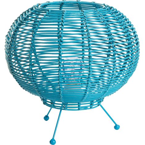 Lussiol 233744 Poster, Lampada Decorativa, Rattan Blu Turchese, Ø 30 x H 26 cm (1/3)