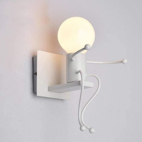 Créatifs Applique Murale Rétro Fer Vintage Lampe murale Moderne Individuels Applique Métal Lampe pour Bar, Chambre à Coucher, Cuisine, Restaurant, Café, Couloir E27,Source lumineuse non incluse (Blanc (1/5)