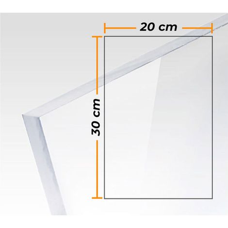 Plaque en plexiglas acrylique coulé transparent 3 mm – 20 x 30 cm – Transparence 93% – Résistante aux intempéries et UV