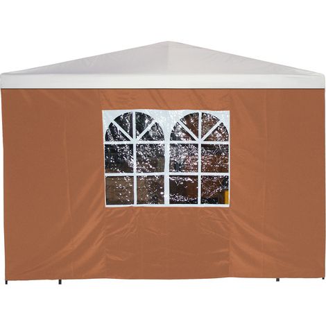 Seitenplane für Pavillon, 3x1,9 Meter, Polyester terracotta mit Fenster (1/2)