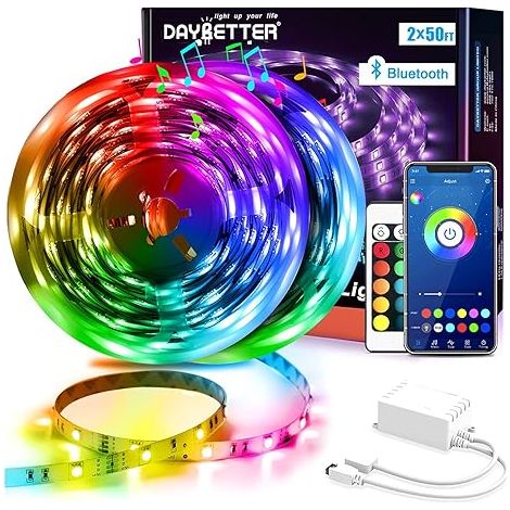 Bande LED, 15 m, RGB, Bluetooth, pour la décoration de meubles, téléviseurs, étagères et environnements intérieurs.-AquaForge (1/5)