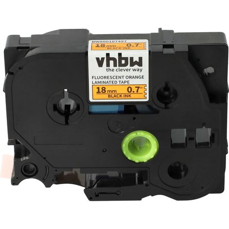 vhbw Label Tape Replacement for Brother TZE-241, TZ-241 for Label Printer 8m x 18 mm, Black on Neon-Orange (1/4)
