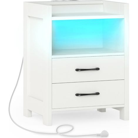 Mesita de noche con estante abierto 45 x 35 x 60 cm estilo contemporáneo práctico y elegante madera de ingeniería blanca 200019079