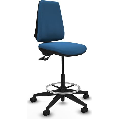 Taburete Elche AS similpiel azul claro base piramidal ruedas 65mm nailon
