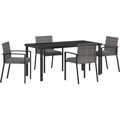 Garden Dining Set 5 pcs Grey Poly rattan vidaXL (1/5)