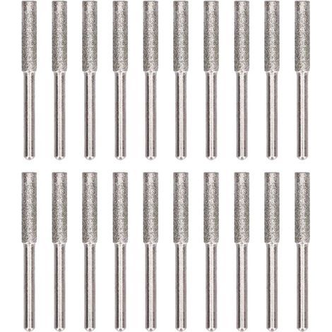 20 Pièces Tête de Meulage pour Chaîne de Tronçonneuse, Outil de Affûtage Rotatif avec Lime, Kit Accessoires Argenté 4.8mm (1/5)