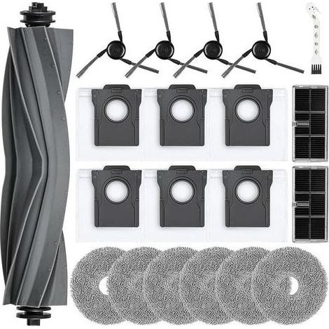 Lot de 20 Accessoires pour Robot Aspirateur Dreame X40 Ultra Complete / L40 Ultra /X40 Master/Mova P50 Pro Ultra, 1 Brosse Principale, 6 Sacs à Poussière, 6 Serpillière, 2 Filtres, 4 Brosses Latérales (1/5)