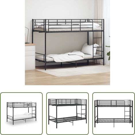 Metallbett - Etagenbett Schwarz Metall 90×200 cm (1/5)