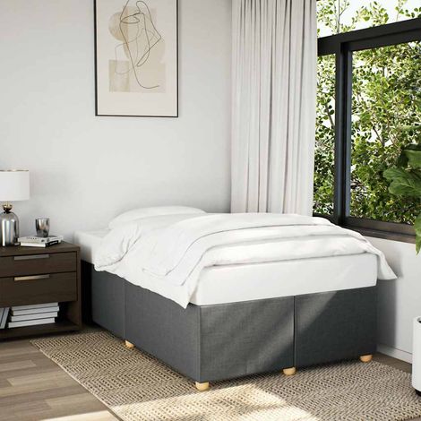 Bed Frame without Mattress Dark Grey Double Fabric vidaXL (1/5)