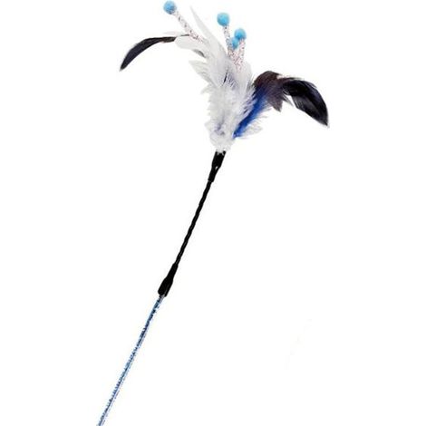 Yarro  Giocattolo per gatti  Canna da pesca con piume e perline - flessibile 43/13cm - Canna da pesca con piume e perline - flessibile 43/13cm