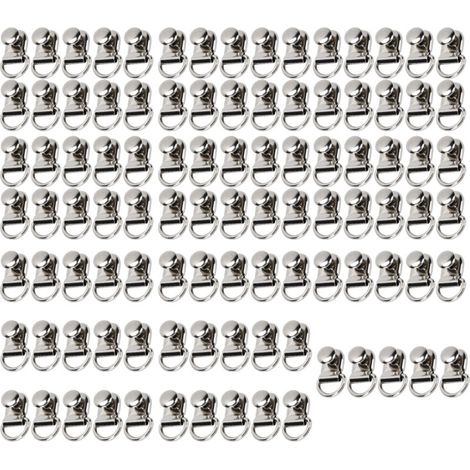 100 jeux de crochets pour lacets, œillets et boucles en laiton pour chaussures, sacs en cuir, outils de rivetage DIY argentés 9x14mm
