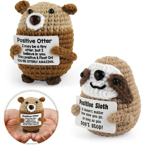Peluche Positive Personnalisée, Paresseux & Loutre  Cadeau Femme ou Homme pour Anniversaire, Idée pour Amie, Couple, Ado, Déco Bureau (1/5)