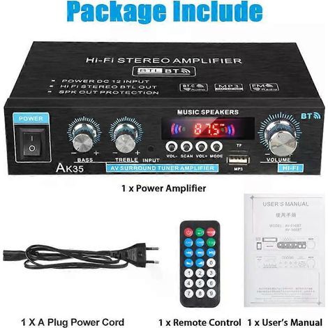 HONORNIC – Digitaler Heimverstärker 380–800 W, 110–240 V Audio, Audio-Leistungsverstärker mit Bass, Hi-Fi, FM, Autoradio, Subwoofer-Lautsprechern (1/5)
