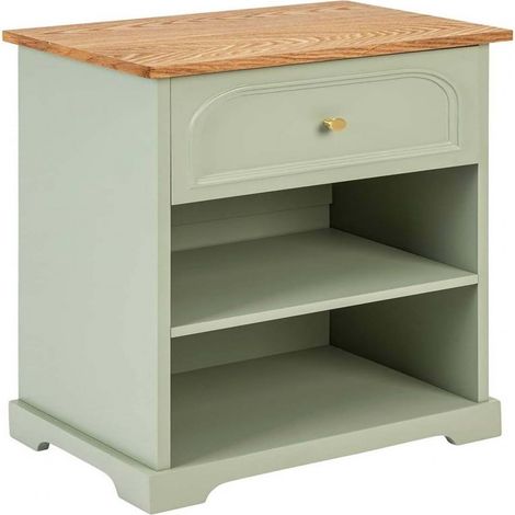 Table de chevet avec un tiroir et deux étagères ouvertes, coloris Vert Céladon - Longueur 45 x Profondeur 30 x Hauteur 67 cm (1/5)