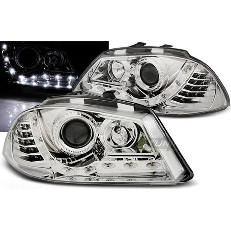 Paire de feux phares Seat Ibiza 6L 02-08 Daylight led chrome-27361787 (1/4)