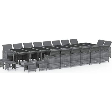 Maison Exclusive - Set da Pranzo per Giardino 21pz con Cuscini Polyrattan Grigio (1/5)