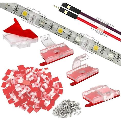 100 LED-Streifen-Befestigungsclips mit Klebeband (1/5)