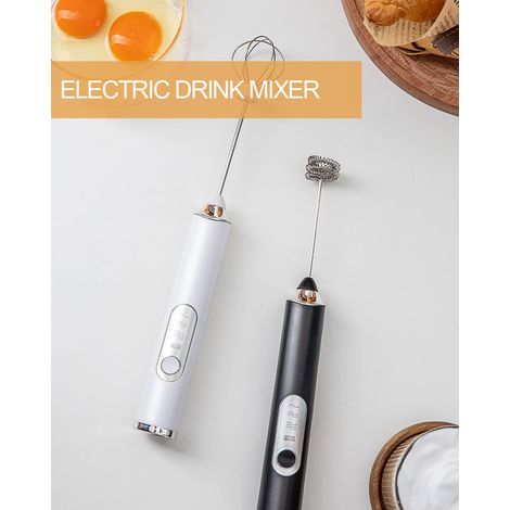 Montalatte elettrico portatile con due accessori, ricaricabile tramite USB e tre velocità. Ideale per latte macchiato, cappuccino, cioccolata calda e per montare le uova (compresi gli albumi). (1/4)