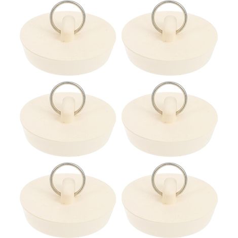 6 bouchons d'évier, blanc, caoutchouc, 25-28 mm, pour bonde (1/5)