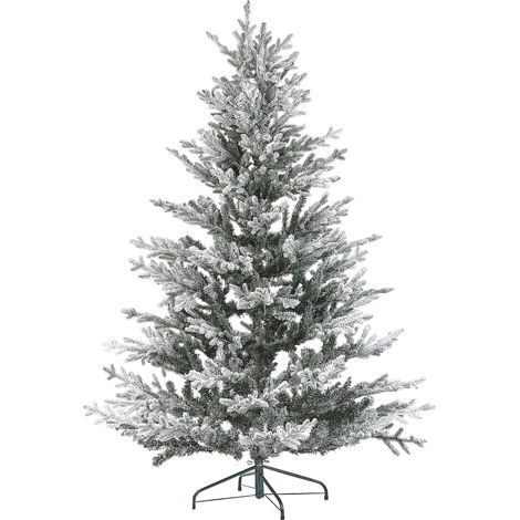 Albero di natale artificiale bianco pre innevato verde supporto in metallo 180 cm Brisco (1/5)