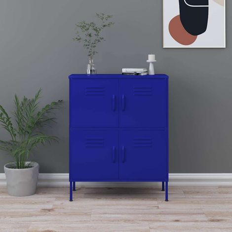 336136 vidaXL Storage Cabinet Navy Blue 80x35x101,5 cm Steel (1/5)
