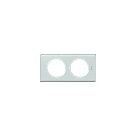 Legrand – Plaque Céliane 2 postes en verre kaolin – Montage horizontal ou vertical – Rattrapage jusqu'à 2,25 mm – 69312 (1/8)