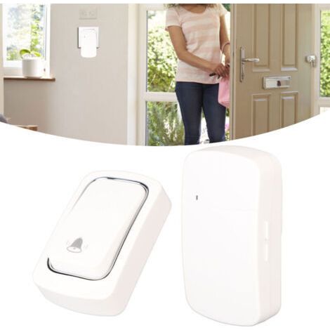 Sonnette de porte sans fil Interphone vocal ABS sans trou pour la maison et la chambre EU Plug 100-230V-- (1/5)