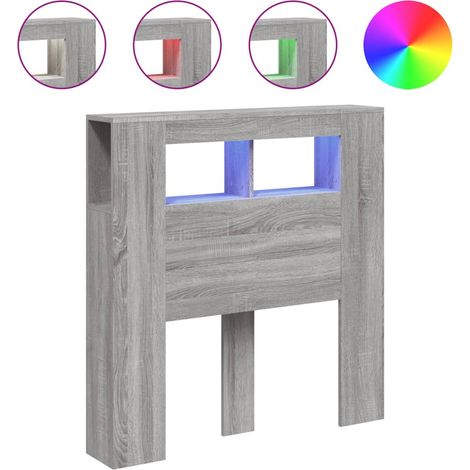 Maison Exclusive - Cabecero LED madera ingeniería gris Sonoma 100