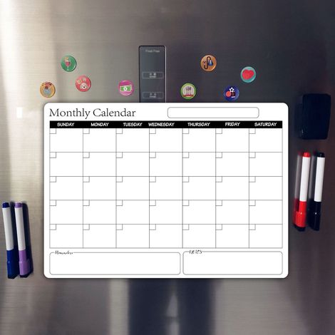 Abwischbare Memotafel, magnetischer Kühlschrankmagnet, Monats-/Wochenplaner, trocken abwischbarer Kalender, personalisierter Planer Formular VJ0049. (1/5)