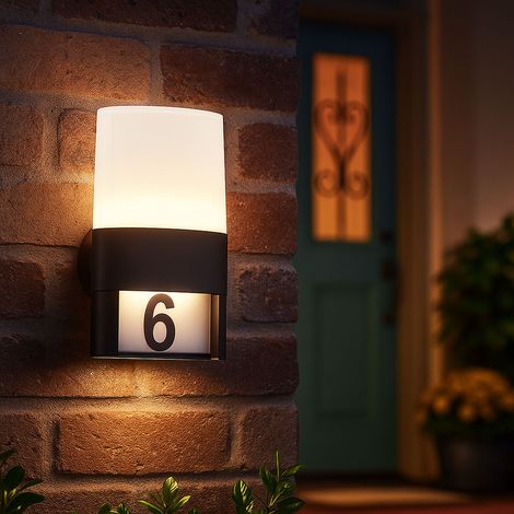 Lampada da parete lampada da parete per esterni numero civico luce per esterni IP54, lampada da parete per casa patio giardino, metallo nero, LED 10,5W 660Lm 3000K, AxLxP 28x15,5x13,5cm, Wofi 12227