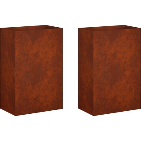 Cache-pot de jardin 2 pc Rouillé 50 x 40 x 75 cm Acier patiné vidaXL