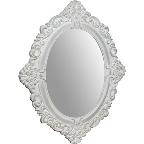 Antiqued white finish sized Hanging  Wall Mirror