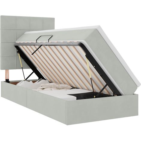 Maison Exclusive - Letto con contenitore LED e materasso Grigio Chiaro 90 x 190 cm