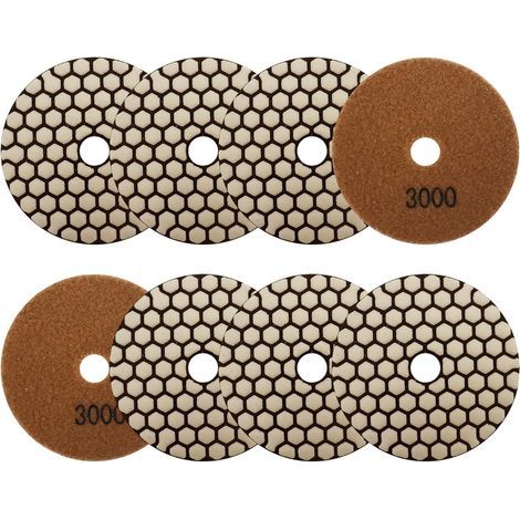 8 Pièces - Disque Diamant - Tampon Polissage - Grain 3000 Pour Granit Marbre Quartz - Usage Sec Compatible Meuleuse D'angle - Noir - 100x1,5mm (1/5)