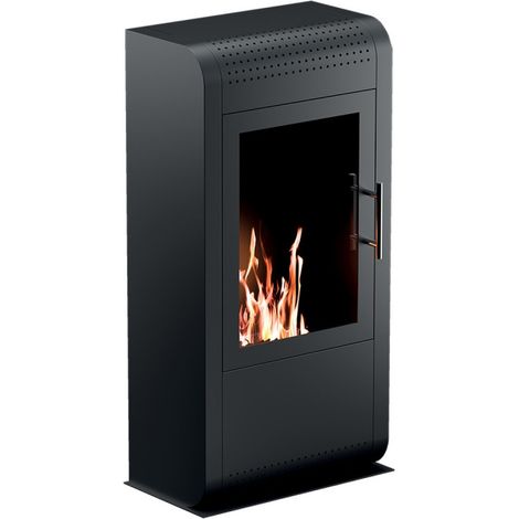 Poêle à bioéthanol Ruby modèle Giga Noir 3 kW – verre protecteur, brûleur réglable – idéal pour 30 m² (1/2)