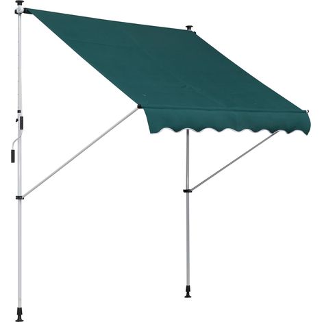 Store banne manuel rétractable – 200x150x170-280 cm avec manivelle – Idéal pour terrasse, balcon et jardin – Toile résistante et facile à utiliser-Vert (1/5)