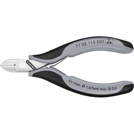 KNIPEX 77 02 115 ESD Pinces coupantes de côté pour l’électronique ESD avec charnière entrepassée avec poignées multimatières 117 mm