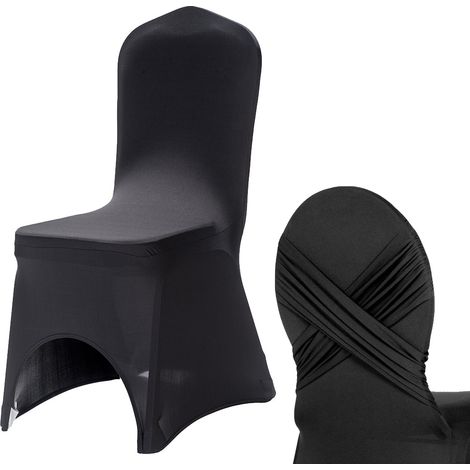 Funda para silla de banquete, negra, con costuras.